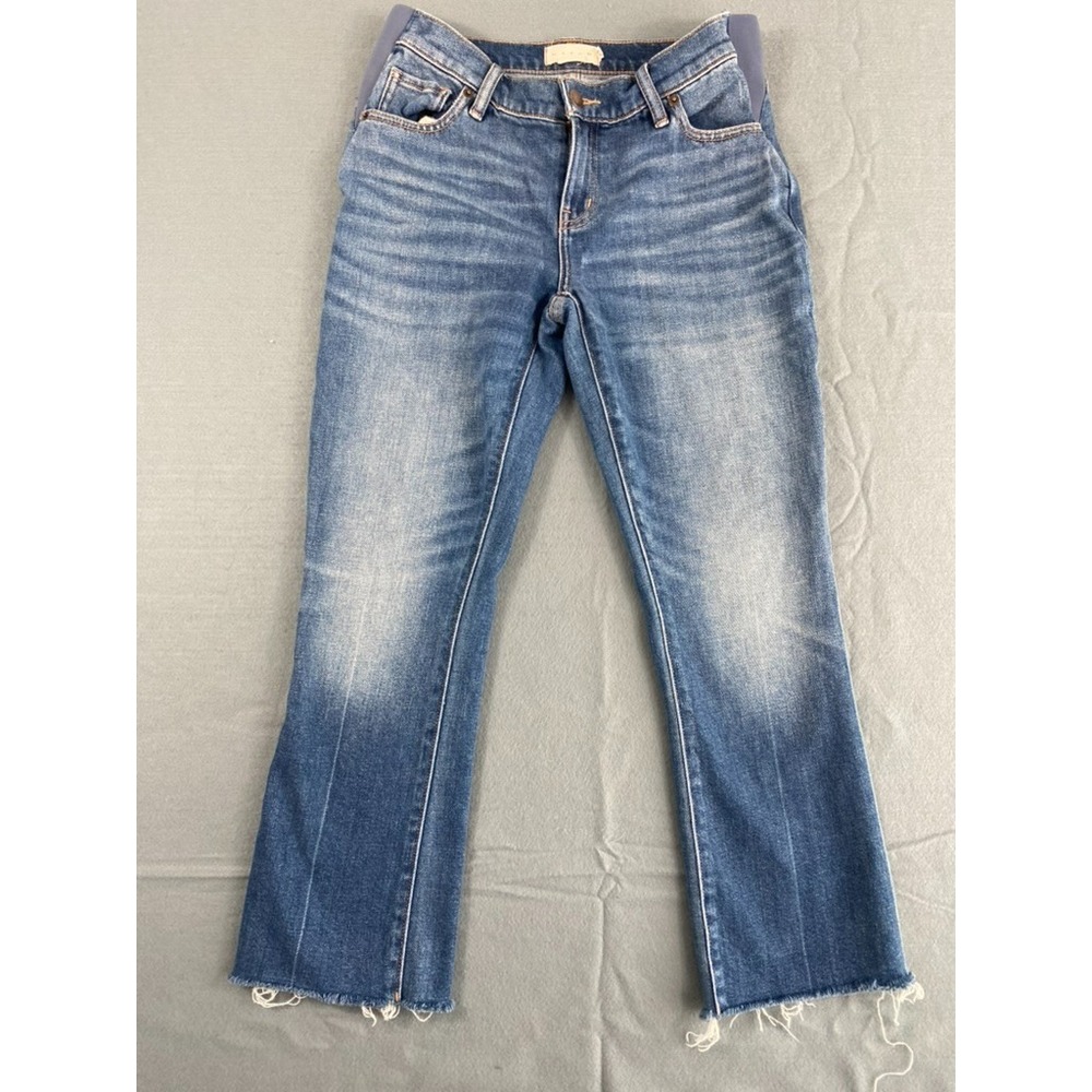 Hatch Strong Like a Mama Maternity Jeans Women Sz 25 (29x24) Elastic Waist Crop